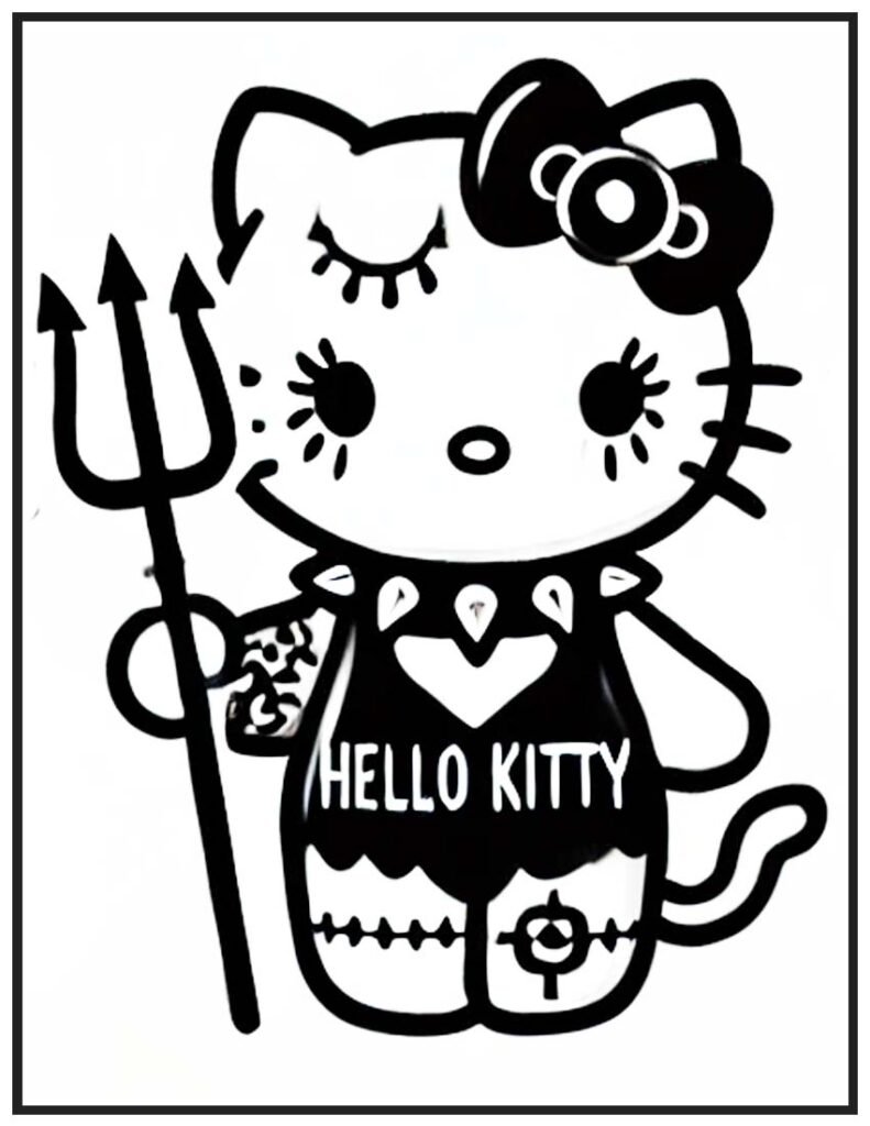 Demonic Desire Hello Kitty Coloring Page