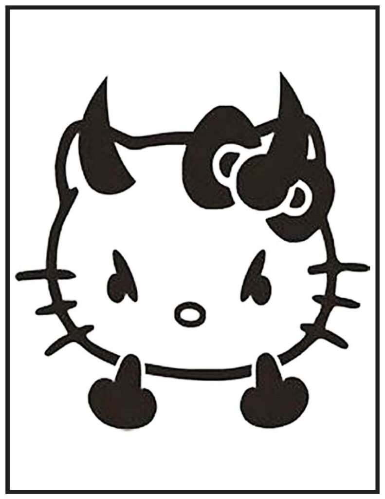 Devilish Grin Hello Kitty Coloring Page