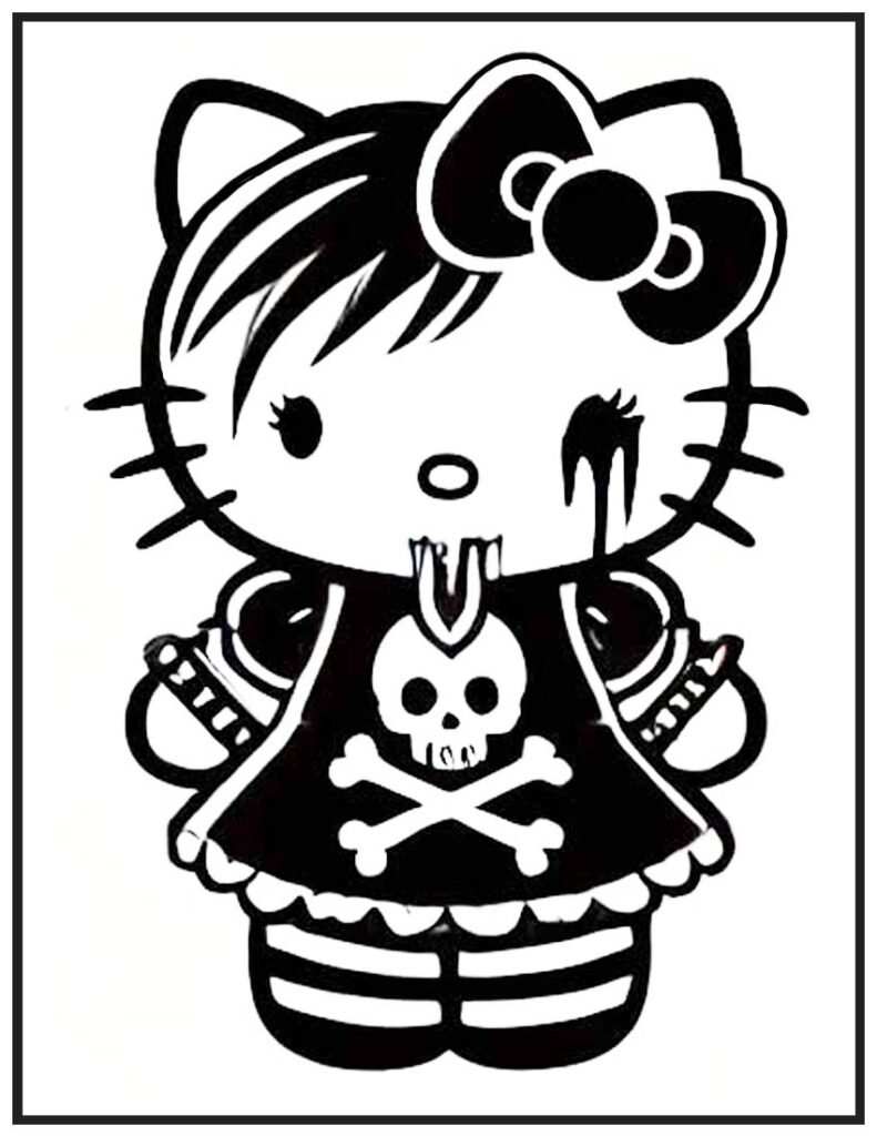 Gory Nightmare Hello Kitty Coloring Page