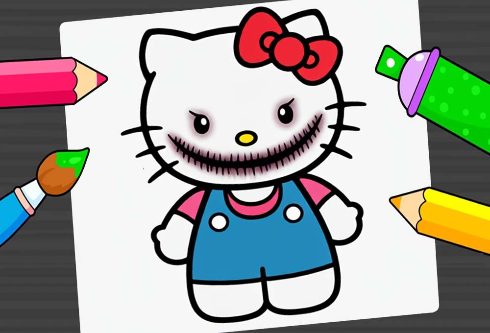 Gothic Hello Kitty Coloring Coloring Page