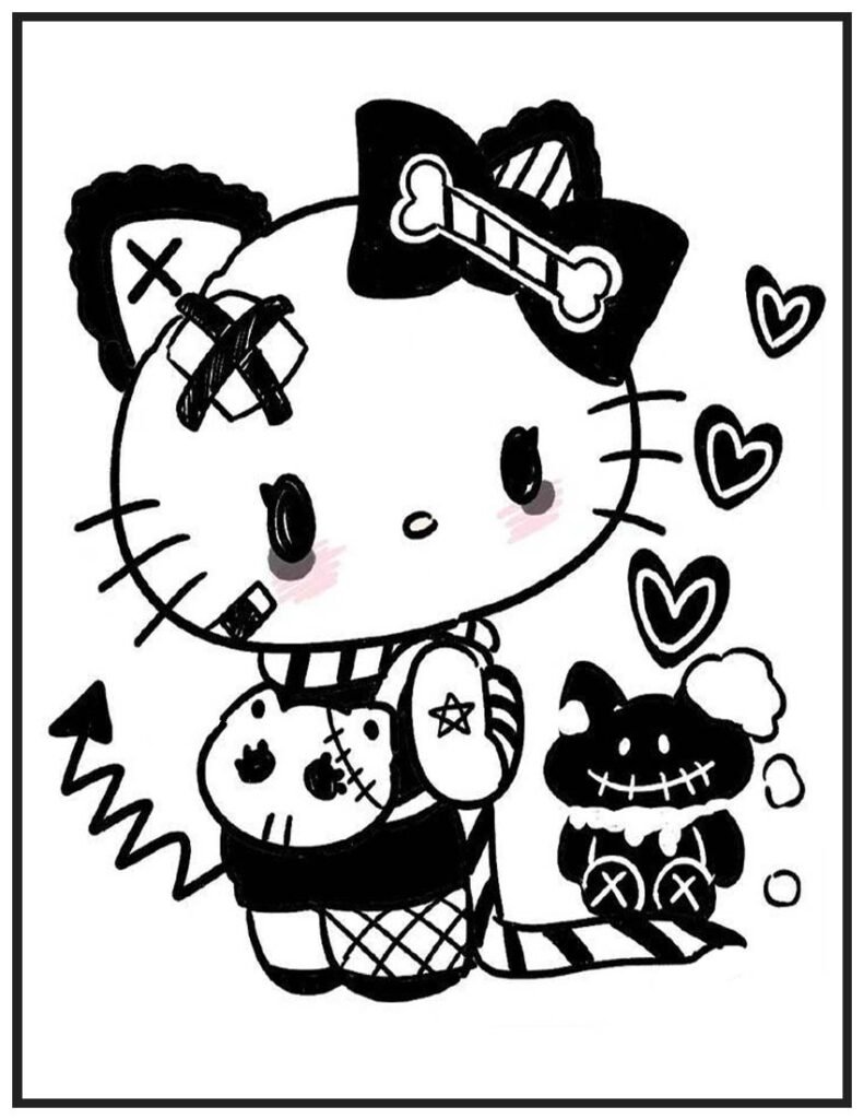 Gothic Hello Kitty Nightmare Coloring Page