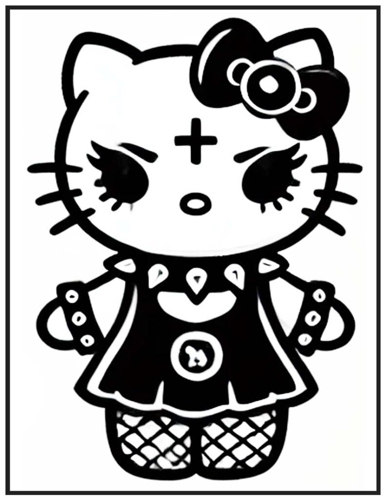 Hello Kitty Dark Embrace Coloring Page