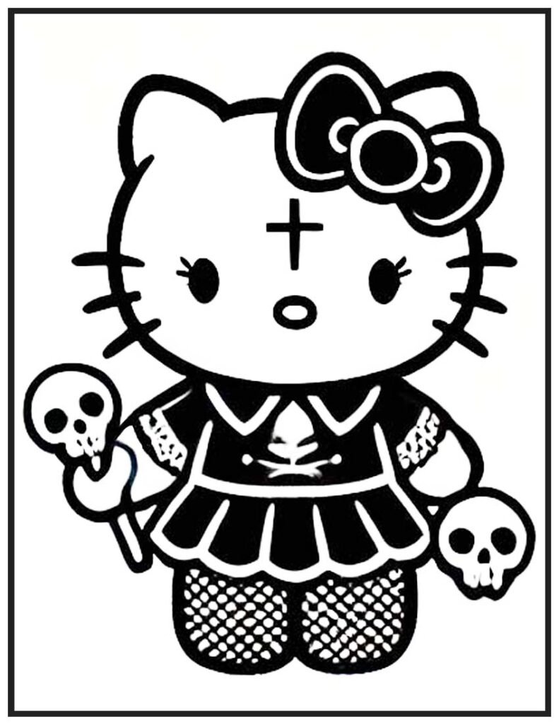 Hello Kitty Ghoulish Glamour Coloring Page