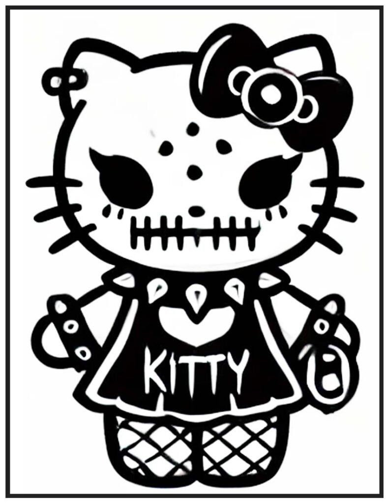 Hello Kitty Ghoulish Grin Coloring Page