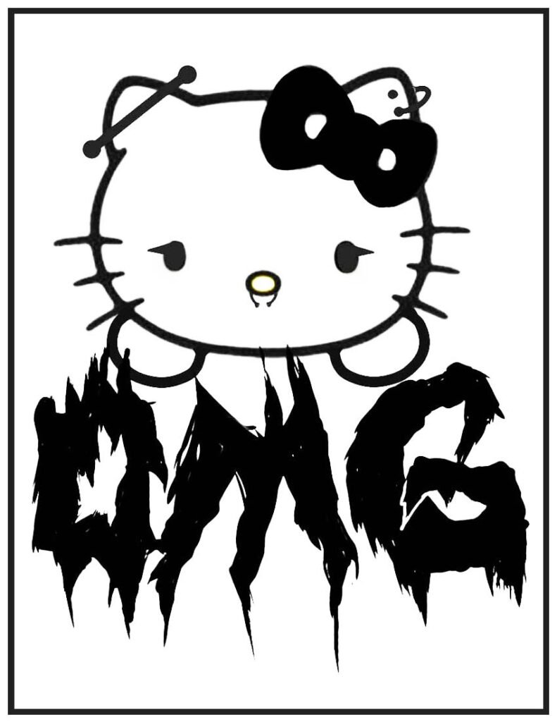 Hello Kitty Grunge Attitude Coloring Page