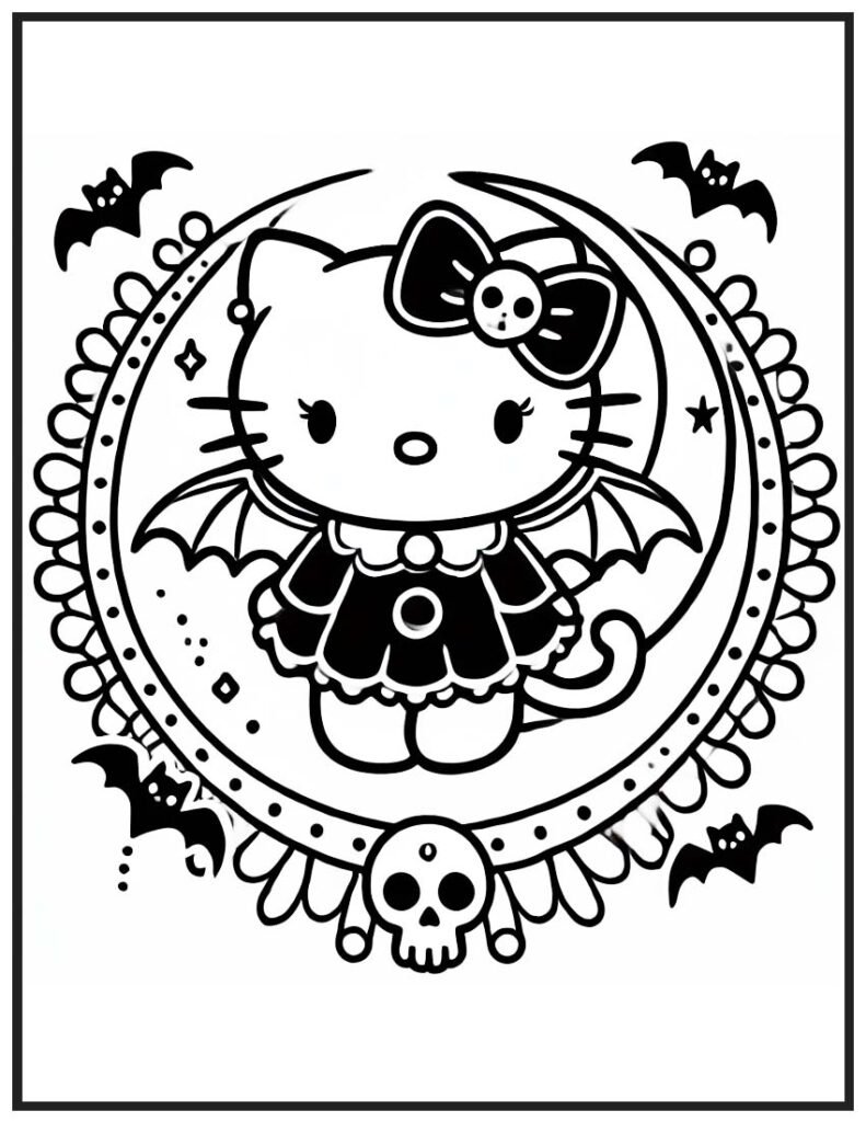 Hello Kitty Midnight Magic Coloring Page