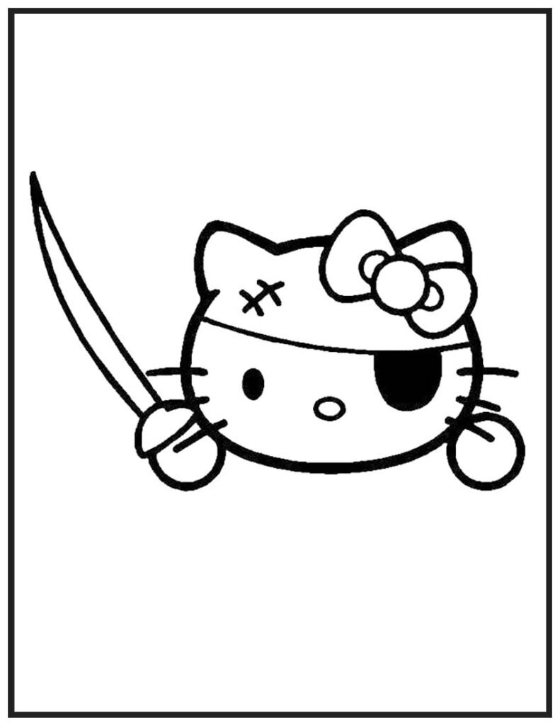 Hello Kitty Pirate Adventure Coloring Page