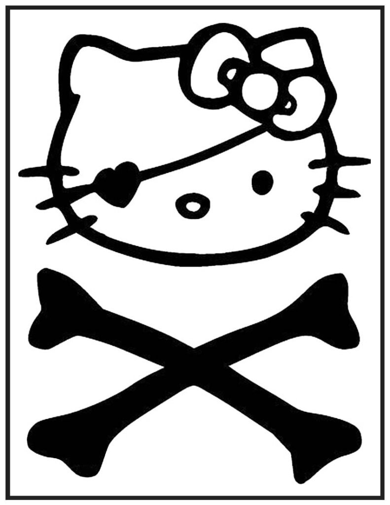 Hello Kitty Pirate Skull Coloring Page