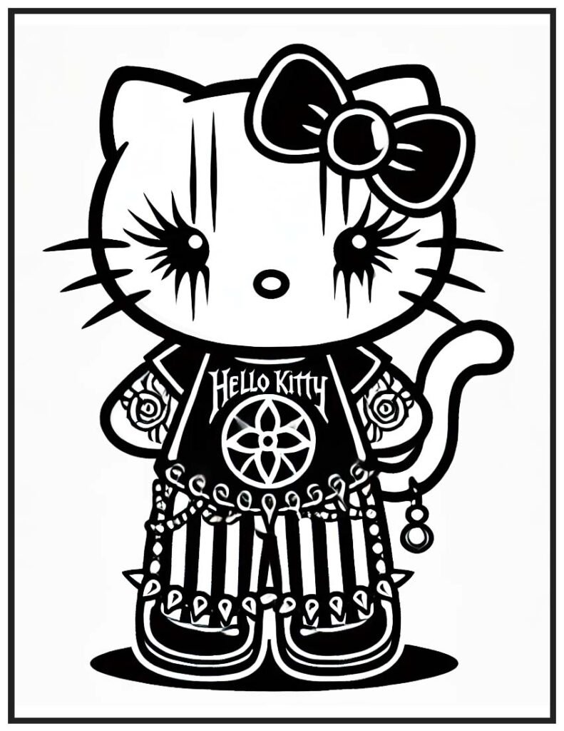 Hello Kitty Rebellious Spirit Coloring Page