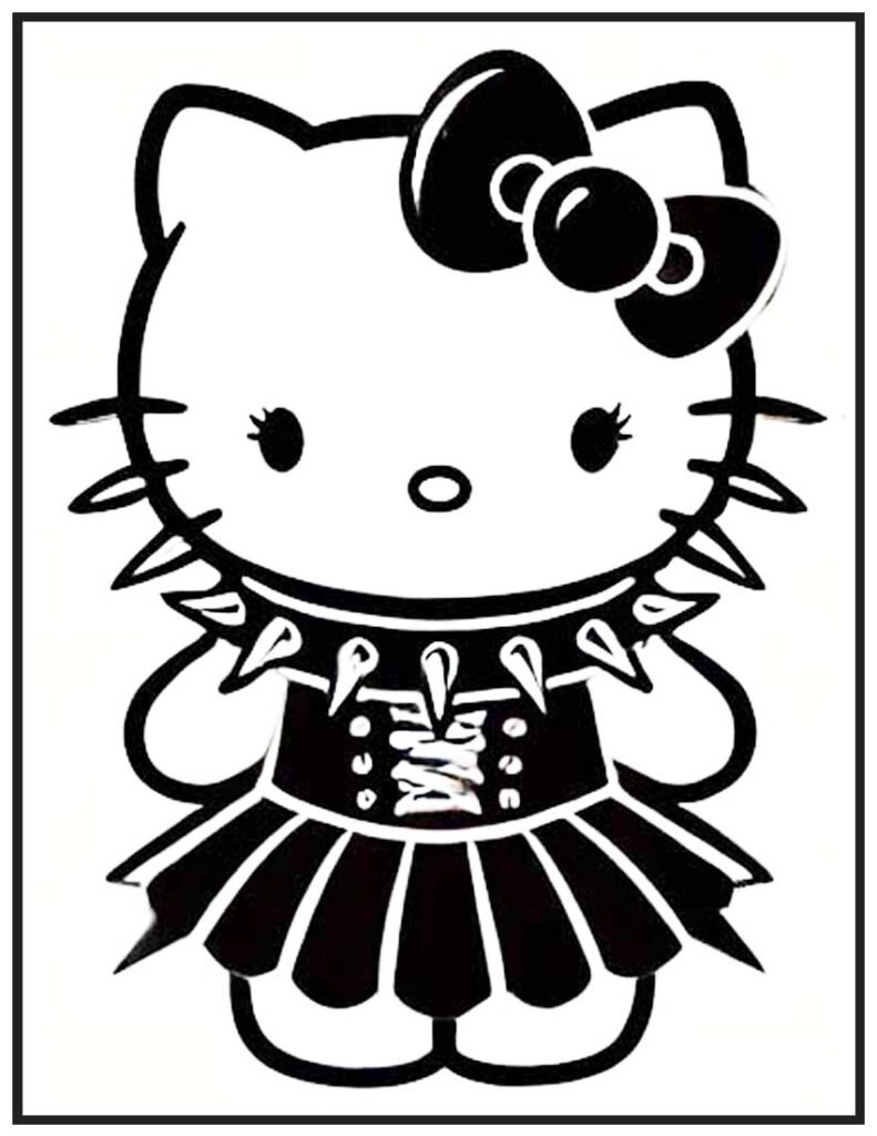 Hello Kitty Spiked Rebellion Coloring Page