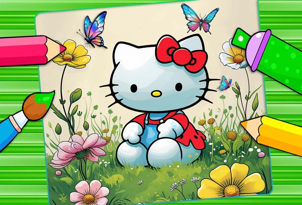 Hello Kitty Spring Coloring Pages