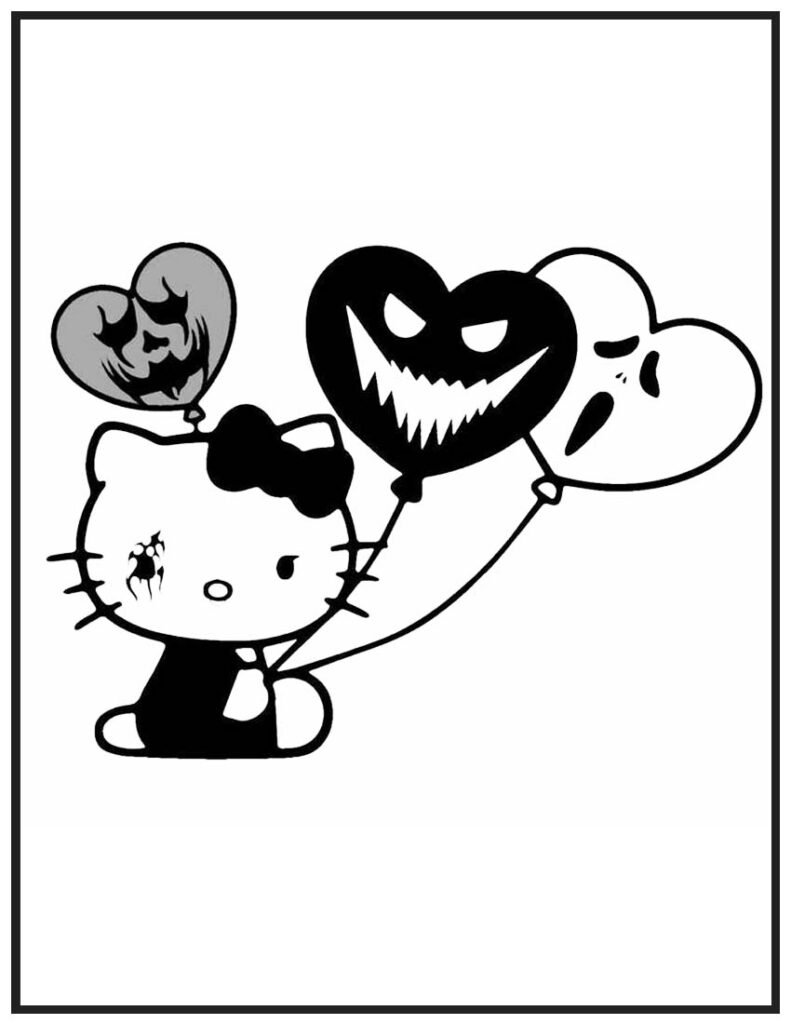 Hello Kitty Twisted Joy Coloring Page