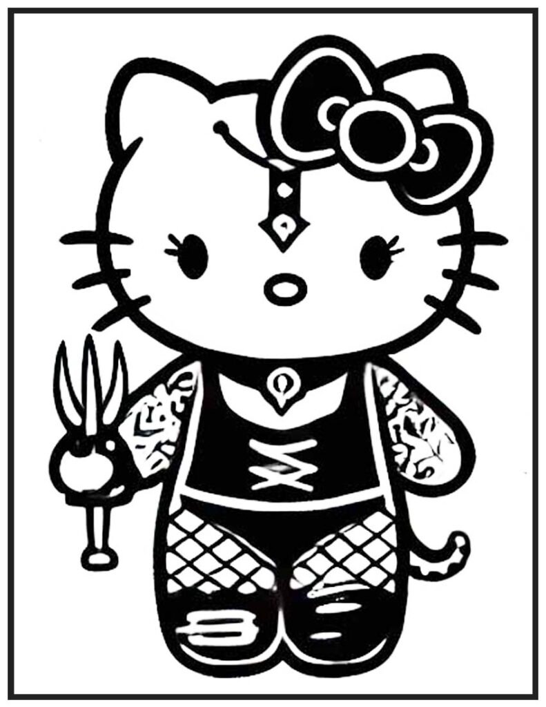 Hello Kitty Wicked Weapon Coloring Page