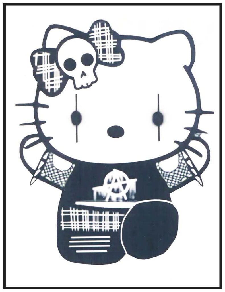 Punk Rebellion Hello Kitty Coloring Page