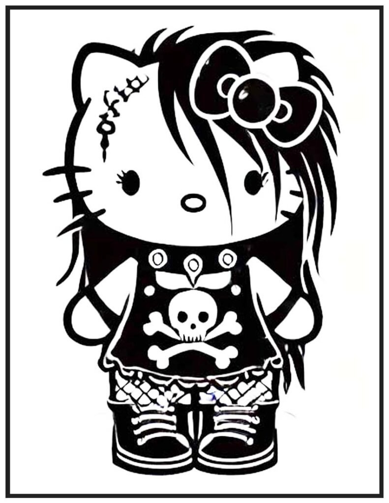 Rebellious Spirit Hello Kitty Coloring Page