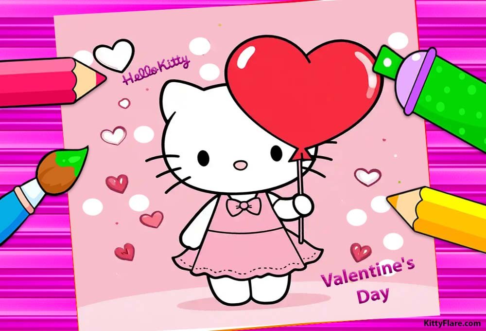 Hello Kitty Valentines Day Coloring Pages